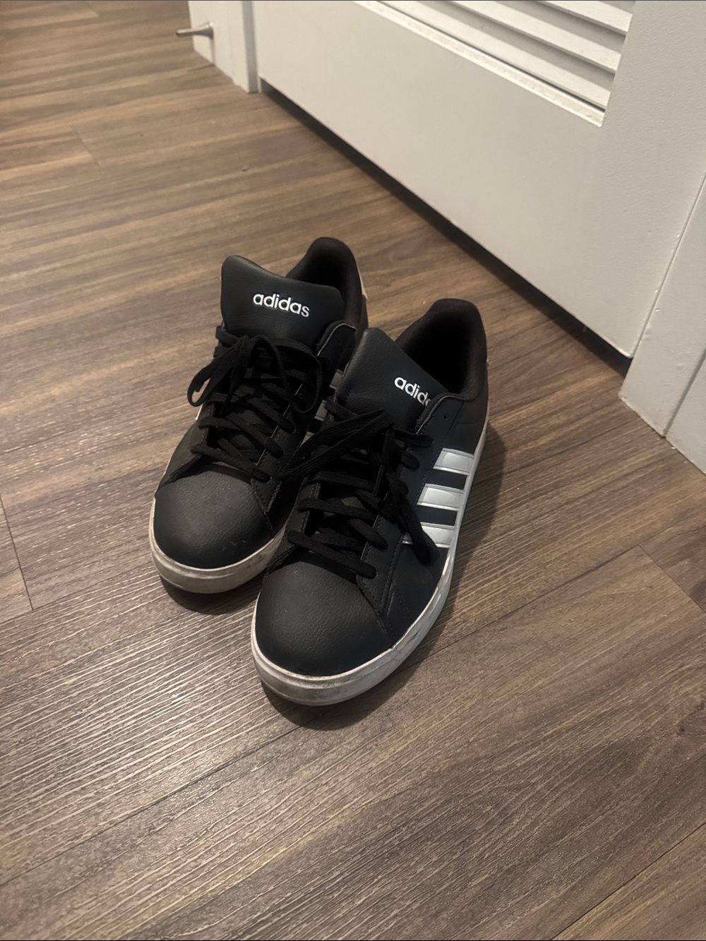 adidas Black Sneakers with White Three Stripes